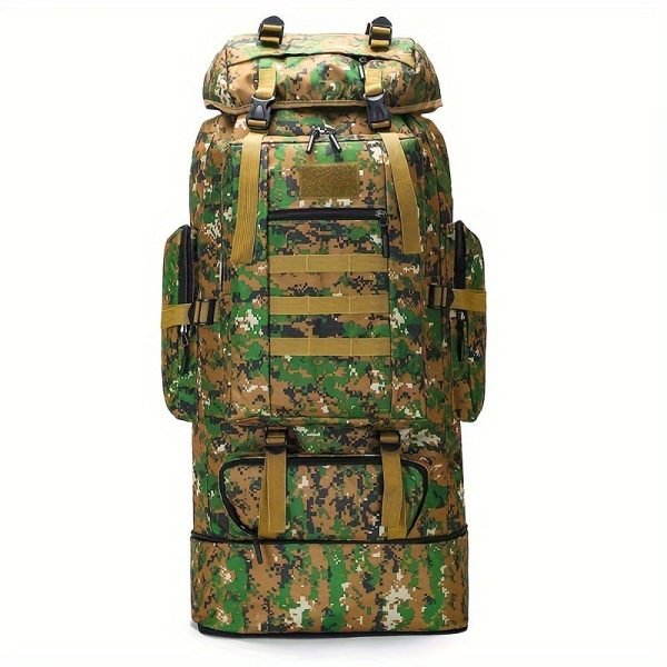 1pc 100L Nylon Outdoor Backpack, Hiking Sports Camping Backpack