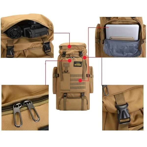 70L Large Capacity Tactical Backpack: Perfect for Outdoor Camping, Hiking, & Climbing - Waterproof & Portable!