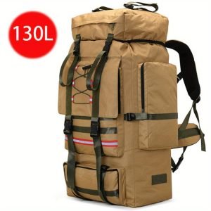 1pc Men's 130L Extra Large Backpack, Enthusiast Outdoor Camping Backpack, Travel Super Large Capacity Backpack