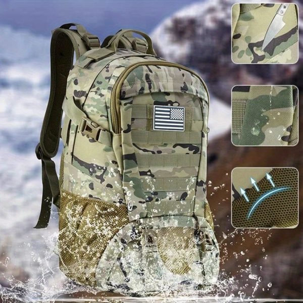 1pc 35L Nylon Outdoor Travel Hiking Rucksack, Camping Hunting Climbing Casual Bag