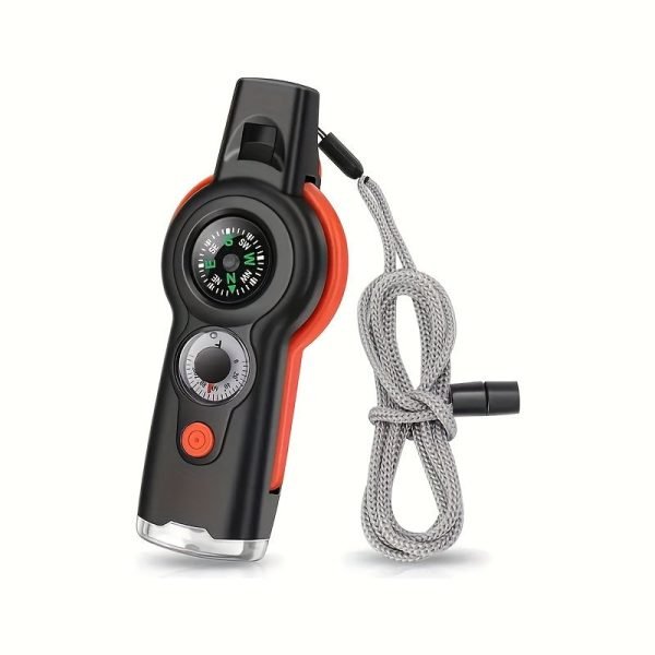 7-in-1 Emergency Survival Function Whistle, Multi-Function Whistle Compass, Outdoor Multifunctional Tool Safety Whistle With Lanyard, Ideal For Kayaking, Boating, Hiking, Camping, Climbing, Fishing, Rescue