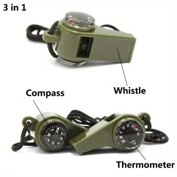 7-in-1 Emergency Survival Function Whistle, Multi-Function Whistle Compass, Outdoor Multifunctional Tool Safety Whistle With Lanyard, Ideal For Kayaking, Boating, Hiking, Camping, Climbing, Fishing, Rescue