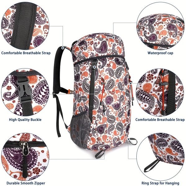 40L Folding Hiking Backpack, Waterproof Polyester Material Backpacks