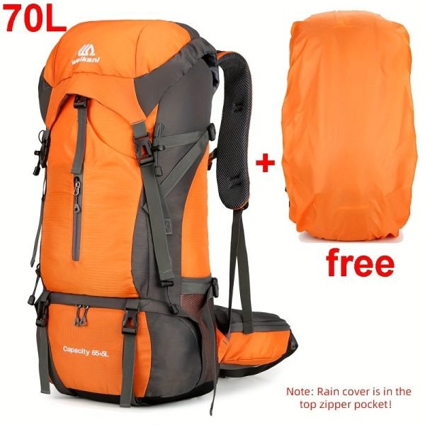 Nylon Camping Hiking Backpack, Travel Bag With Rain Cover, Outdoor Mountaineering Backpack, Men's Shoulder Bag Luggage Bag