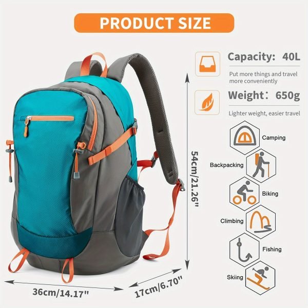 Large Capacity Mountaineering Backpack, Multi-functional Design, Tear Resistant Sports Backpack, High Strength Breathable Strap, Easy To Carry, Waterproof Camping Hiking Backpack