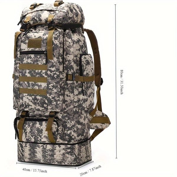 1pc 100L Nylon Outdoor Backpack, Hiking Sports Camping Backpack