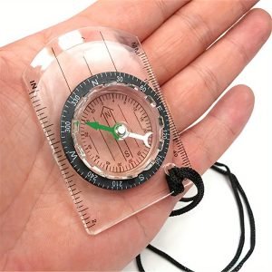 1pc Outdoor Transparent Plastic Compass, Suitable For Outdoor Camping And Hiking, With MM And INCH Ruler, Meter Scales, Travel Kit