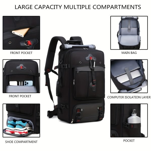 Large Capacity Waterproof Travel Hiking Backpack, Multi-functional Travel Knapsack With Independent Shoe Grid, Perfect For For Camping & Short Trips, 50L