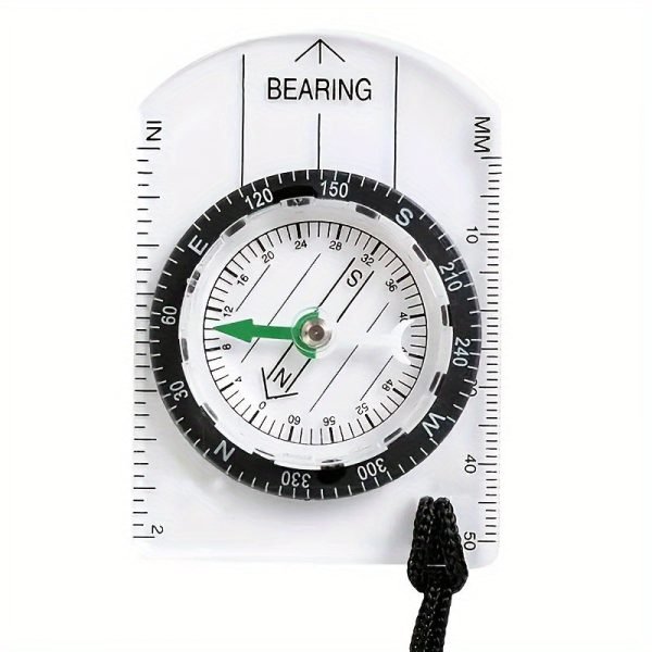 1pc Outdoor Transparent Plastic Compass, Suitable For Outdoor Camping And Hiking, With MM And INCH Ruler, Meter Scales, Travel Kit