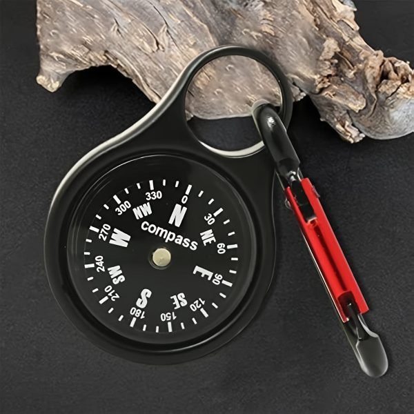 All-In-One Compass And Carabiner - Stainless Steel, Waterproof For Hiking, Camping, Fishing