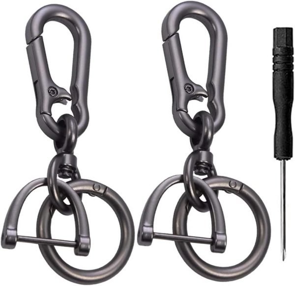 2 Sets Car Keychain car key clip Quick-Release Horseshoe Shape D-Ring Key Fob Holder with Round Carabiner Keychain