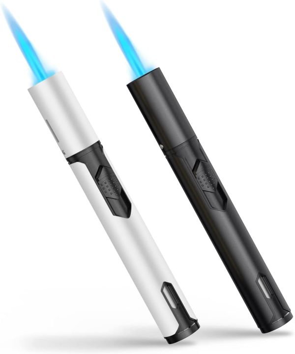 Torch Lighters 2 Pack Windproof Adjustable Jet Flame Butane Lighter, Refillable Gas Torch Lighter for Candles Grill BBQ Fireplaces Camping (Butane Not Included)