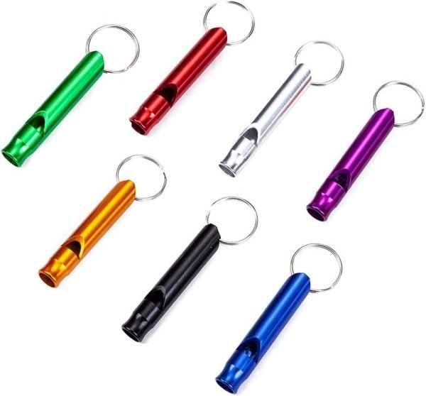 Pack of 8 Extra Loud Emergency Whistle Keychain Camping Survival Whistle, Aluminum Alloy Whistle Key Chain for Camping Hiking Hunting Outdoors Sports
