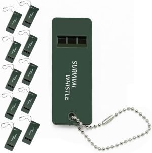 Tri-Band Outdoor Survival Whistle -（10 Pack） Perfect Camping & Emergency Whistle for Backpacking,Outdoor Camping Hiking, Boating, Hunting, Fishing,Kids Rescue Signaling