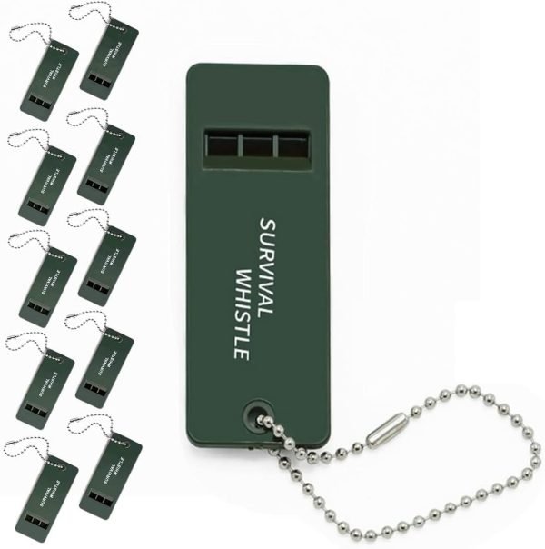 Tri-Band Outdoor Survival Whistle -（10 Pack） Perfect Camping & Emergency Whistle for Backpacking,Outdoor Camping Hiking, Boating, Hunting, Fishing,Kids Rescue Signaling