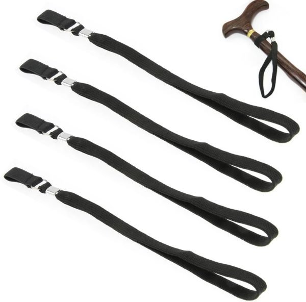 4 Pack Walking Cane Strap Replacement Elastic Attached Anti-Slip from Handle Wrist Straps Band for Foldable Walking Stick Canes Trekking Pole Men Women Senior