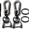 2 Sets Car Keychain car key clip Quick-Release Horseshoe Shape D-Ring Key Fob Holder with Round Carabiner Keychain