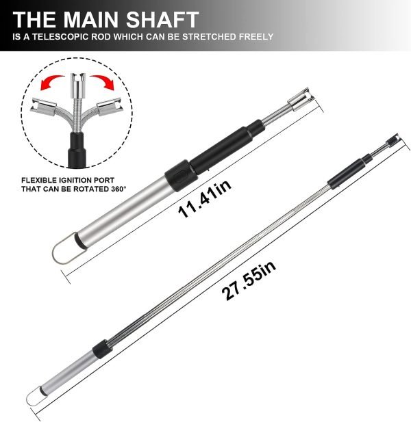 Long Lighter, Retractable Electric Lighters, Lgnition Port Can be Rotated 360°, Rechargeable via USB, lighters Suitable for Lighting Candles, barbecues, fireplaces, fire pits, etc.