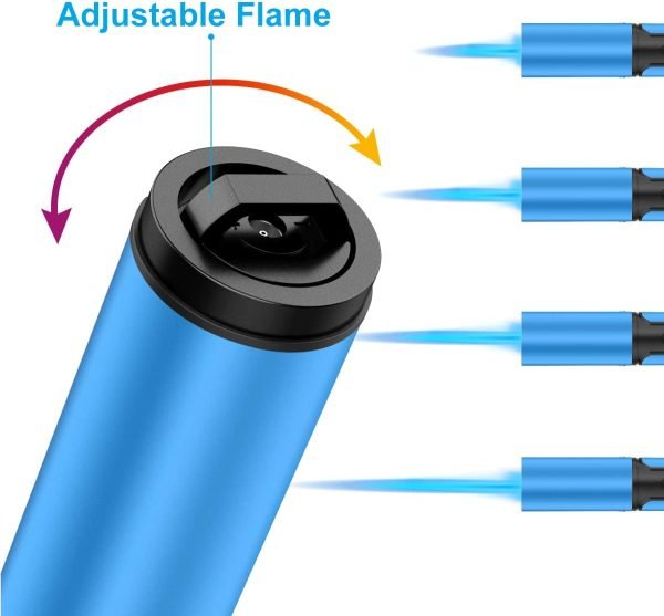 Torch Lighters 2 Pack Windproof Adjustable Jet Flame Butane Lighter, Refillable Gas Torch Lighter for Candles Grill BBQ Fireplaces Camping (Butane Not Included)