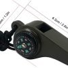 2 Pack Emergency Survival Whistle, 3-in-1 Emergency Whistles with Compass and Thermometer, Loud Safety Whistle with Lanyard for Outdoor Hiking