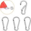 Flag Pole Ring Replacement Carabiner Clips | 4 Pcs Aluminum Alloy Flag Pole Clip Spring Snap Hooks for Grommeted Flag | Replaceable Flagpole Hardware Accessories for Any Flagpole Rings (Silver)