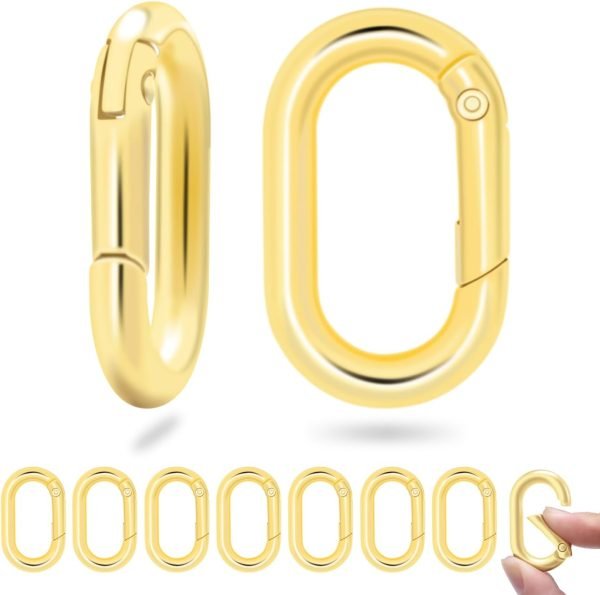 10Pack 1 Inch Small Carabiner Clip Metal Tiny Oval Carabiner Spring O Rings Hooks for Paracord Lanyard Keychain, Car Key Rings Hook, Dog Tag Clips, Purse Keychain Replacement (Black)