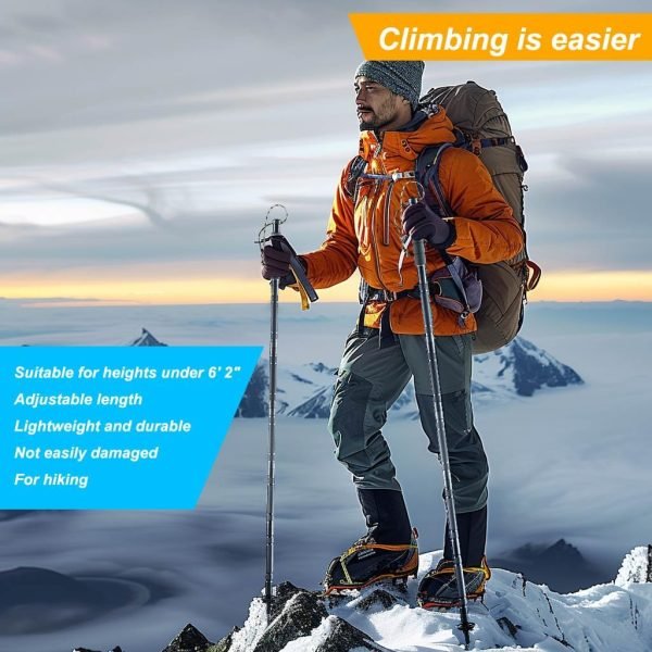 Trekking Pole Kit for Hiking, Mountaineering, 13.84 oz, Fully Adjustable, Compact Storage, Business Grey
