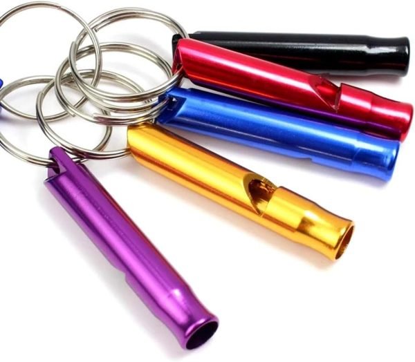 Pack of 8 Extra Loud Emergency Whistle Keychain Camping Survival Whistle, Aluminum Alloy Whistle Key Chain for Camping Hiking Hunting Outdoors Sports