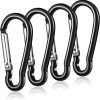 Flag Pole Ring Replacement Carabiner Clips | 4 Pcs Aluminum Alloy Flag Pole Clip Spring Snap Hooks for Grommeted Flag | Replaceable Flagpole Hardware Accessories for Any Flagpole Rings (Silver)