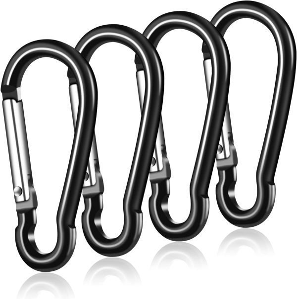 Flag Pole Ring Replacement Carabiner Clips | 4 Pcs Aluminum Alloy Flag Pole Clip Spring Snap Hooks for Grommeted Flag | Replaceable Flagpole Hardware Accessories for Any Flagpole Rings (Silver)