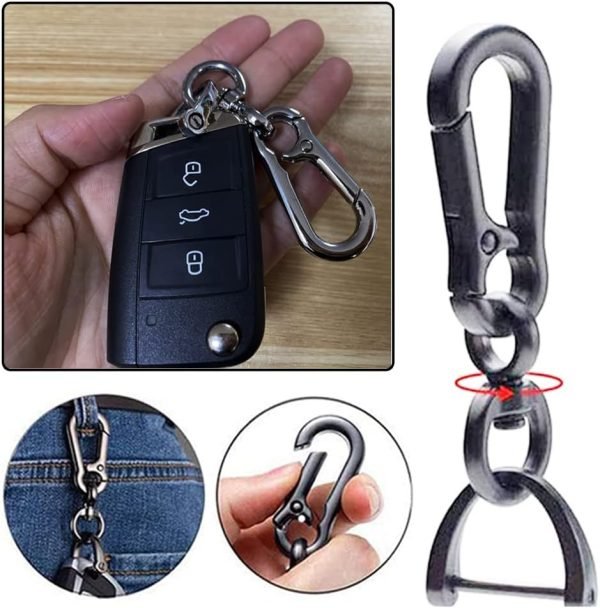 2 Sets Car Keychain car key clip Quick-Release Horseshoe Shape D-Ring Key Fob Holder with Round Carabiner Keychain