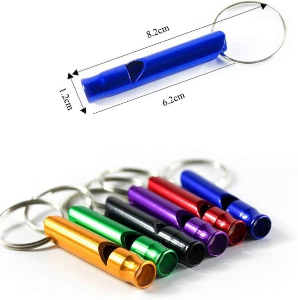 Pack of 8 Extra Loud Emergency Whistle Keychain Camping Survival Whistle, Aluminum Alloy Whistle Key Chain for Camping Hiking Hunting Outdoors Sports