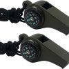 2 Pack Emergency Survival Whistle, 3-in-1 Emergency Whistles with Compass and Thermometer, Loud Safety Whistle with Lanyard for Outdoor Hiking