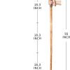 3pc Detachable Fir Wood Walking Stick for Hiking with Compass 55 Inches - with Animal Carving - Soft Hand Strap - Rubber Tip Cover