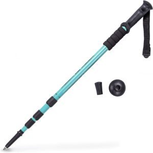 61YvDKnqLLL._AC_SL1500 Trekking Pole & Walking Staff | Strong, Lightweight Aluminum | Extends up to 53" Collapses Down to 23" | All-Terrain: Interchangeable Carbonite Ice Pick Tip, Rubber Asphalt Tip, and Snow Cap