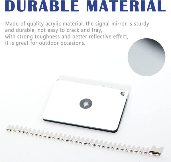 2 Pieces Signal Mirror Survival Reflective Mirror 2 x 3 Inch Outdoor Multifunctional Signal Emergency Mirror, Rescue Mirror for Hiking Marine Signal Mirror