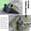 2 Pack Emergency Survival Whistle, 3-in-1 Emergency Whistles with Compass and Thermometer, Loud Safety Whistle with Lanyard for Outdoor Hiking
