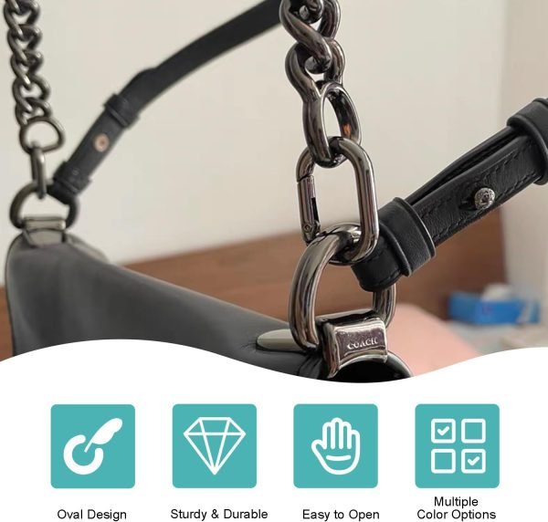 10Pack 1 Inch Small Carabiner Clip Metal Tiny Oval Carabiner Spring O Rings Hooks for Paracord Lanyard Keychain, Car Key Rings Hook, Dog Tag Clips, Purse Keychain Replacement (Black)