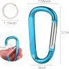 6PCS Black Carabiner Caribeaner Clip,3" Large Aluminum D Ring Shape Carabeaner with 6PCS Keyring Keychain Hook…