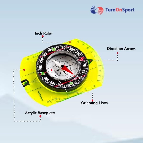 Orienteering Compass - Hiking Backpacking Compass - Advanced Scout Compass Camping and Navigation - Boy Scout Compass Kids - Childrens Compasses for Map Reading - Baseplate Compass Survival