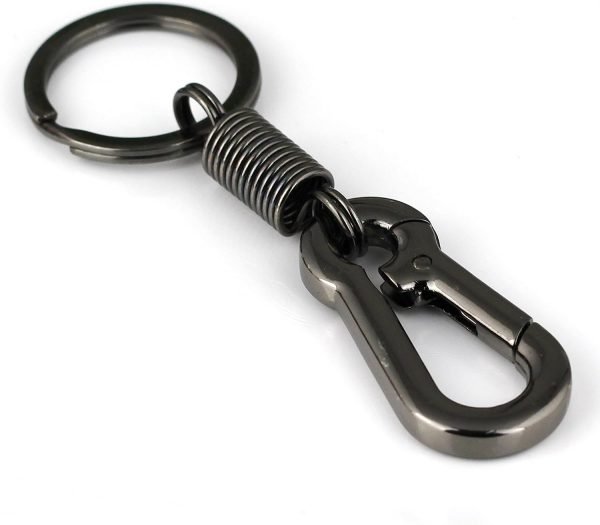 Retro Style Simple Strong Carabiner Shape Keychain Key Chain Ring Keyring Keyfob Key Holder (Black)