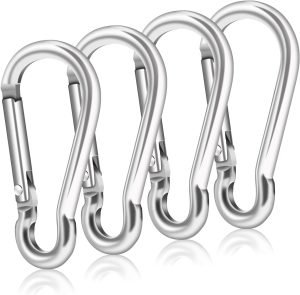 Flag Pole Ring Replacement Carabiner Clips | 4 Pcs Aluminum Alloy Flag Pole Clip Spring Snap Hooks for Grommeted Flag | Replaceable Flagpole Hardware Accessories for Any Flagpole Rings (Silver)