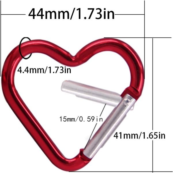 Heart Shaped Carabiner Clip Aluminum Alloy Keychain Clip Spring Snap Hook Camping Backpack Clips Heavy Duty Carabiner Lightweight Aluminum Alloy Keychain Clip Backpack Carabiner Rustproof