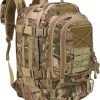 Expandable 40-64L Military Tactical Backpack 3 Day Bag Hiking Gym Sport Camping(Brown)