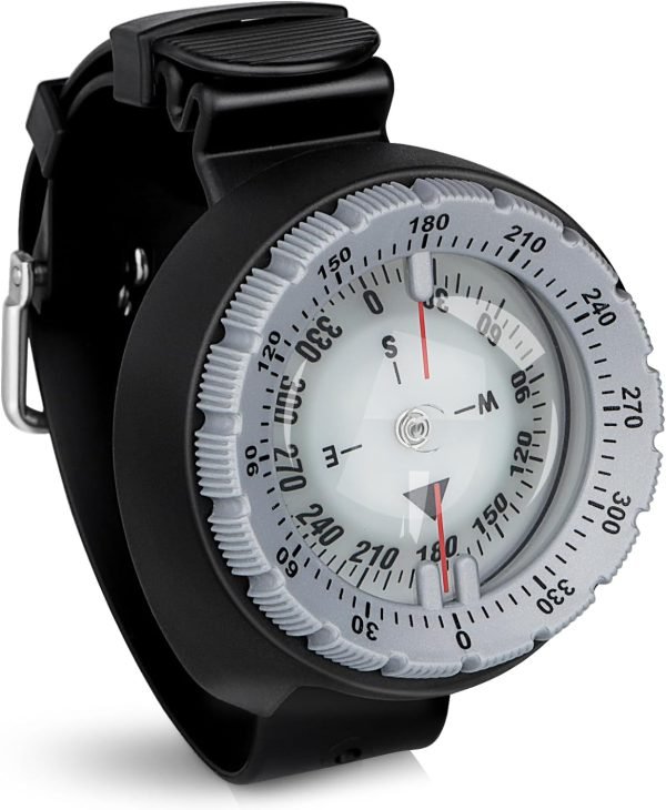Scuba Compass, Professional Waterproof 5ATM Dive Wrist Compass with TPU Band for Outdoor Sports Diving, Sailing, Hiking, Survival Emergency
