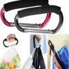 Large Stroller Hooks for Mommy, 2 pcs Carabiner Stroller Hook Organizer for Hanging Purses, Diaper Bag, Shopping Bags. Clip Fits Single/Twin Travel Systems, Car Seats and Joggers (Black+Rose)