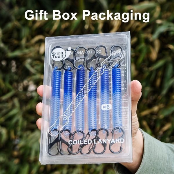 6pc Coiled Retractable Lanyard & 12pc Small S Carabiner Clip, Stretchy Wrist Keychain Bracelet, Fishing Tool Tether, Kayak Bungee Leash, Elastic Pliers Cord, Spiral Wristlet Key Holder