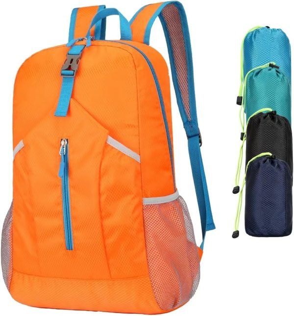 25L Hiking-Backpack Foldable-Sports Daypack-Camping Collapsible Bag Water Resistant Lightweight Travel Men Women (Lake Blue)
