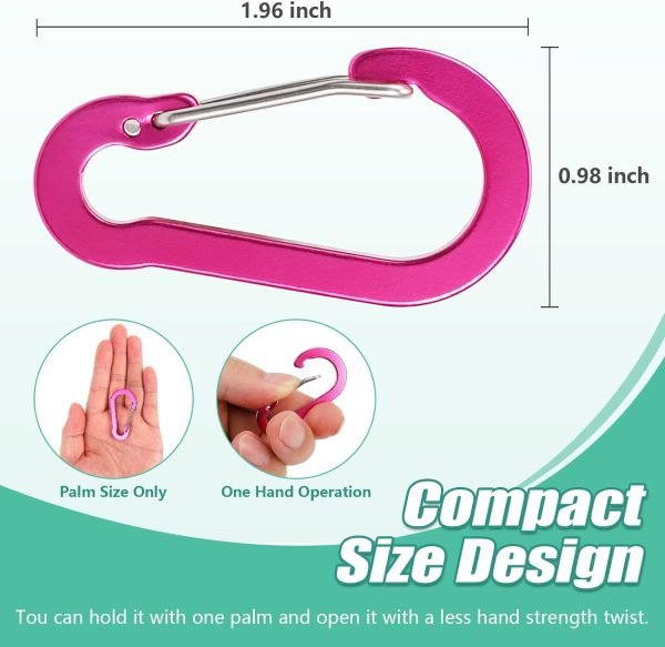 12 Pack Carabiner Clip, 2 inch D Ring Small Carabiners, Mini Keychain Snap Hook for Outdoor Camping Craebuer