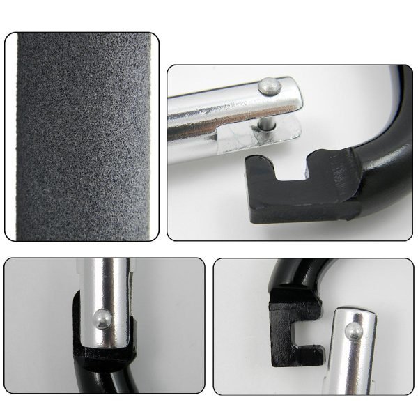 Large Stroller Hooks for Mommy, 2 pcs Carabiner Stroller Hook Organizer for Hanging Purses, Diaper Bag, Shopping Bags. Clip Fits Single/Twin Travel Systems, Car Seats and Joggers (Black+Rose)